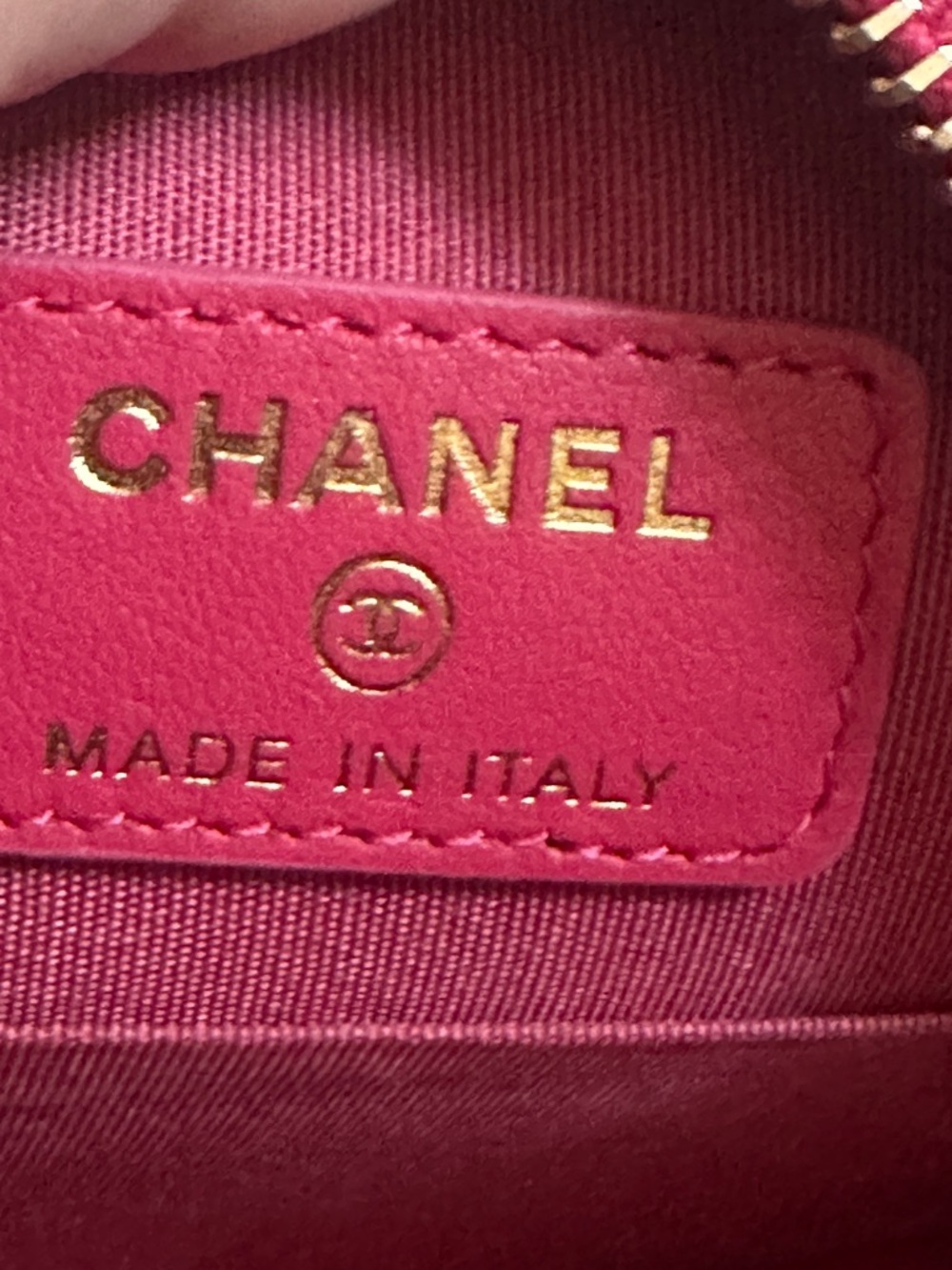 CHANEL Hot Pink Quilted Round Mini Crossbody with Gold Chain - Picture 10 of 16